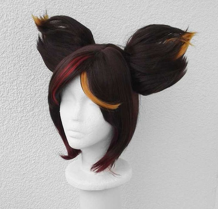 Xinyan Genshin Impact brązowa peruka z kitkami brązowy cosplay wig