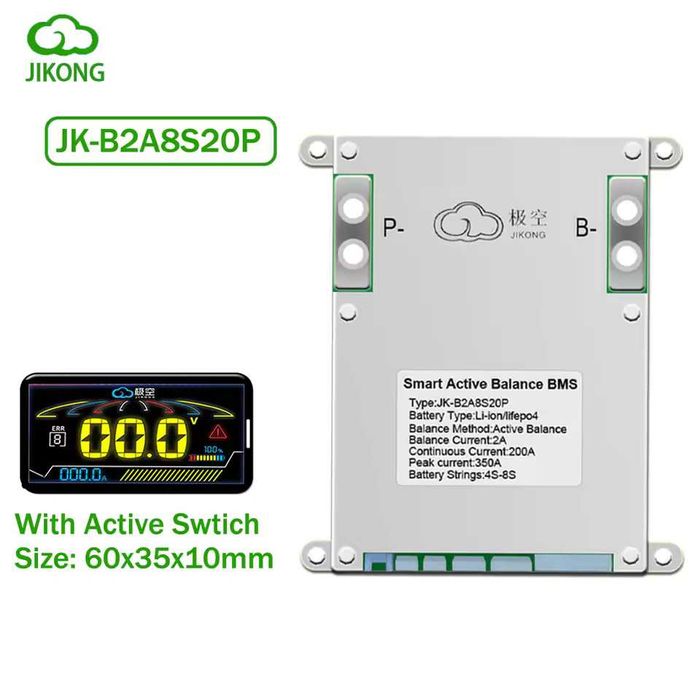 JIKONG SMART BMS Lifepo4 8S 24V 12V 2A + Screen 2.5"