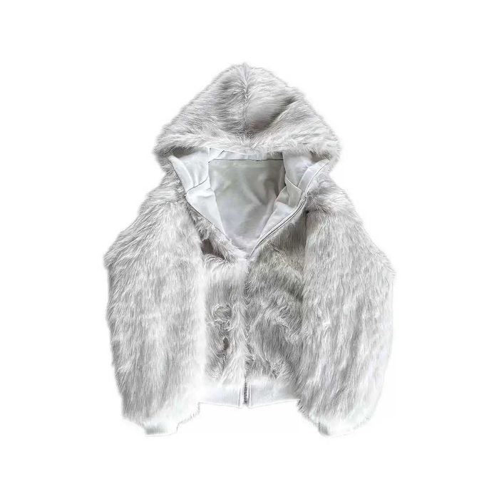 Утепленная оверсайз зип-худи с мехом в капюшоне / Куртка-толстовка Yeezy Gap