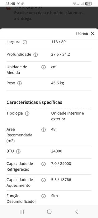 Ar condicionado bosch 24000btu - novo