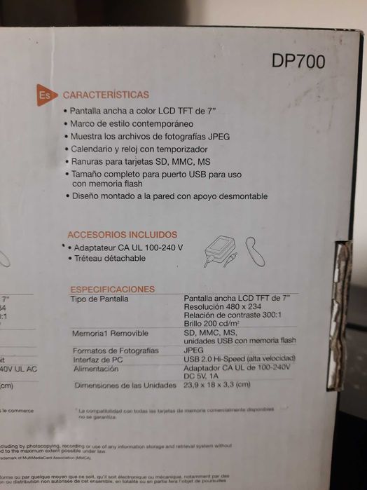 Porta-Retratos Digital Coby (Sem fonte de alimentação)