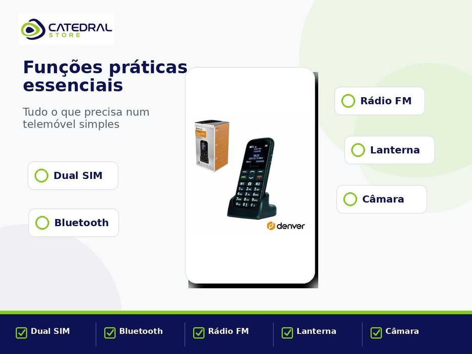 Telemóvel Denver BAS-18500 para Idosos com Botão SOS
