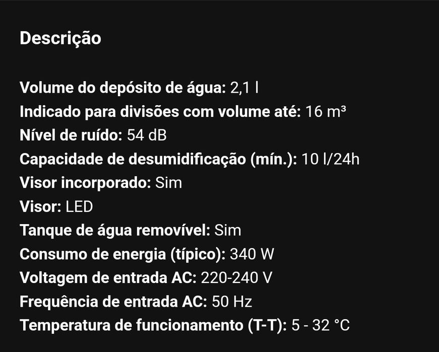 Desumidificador QLive 10L