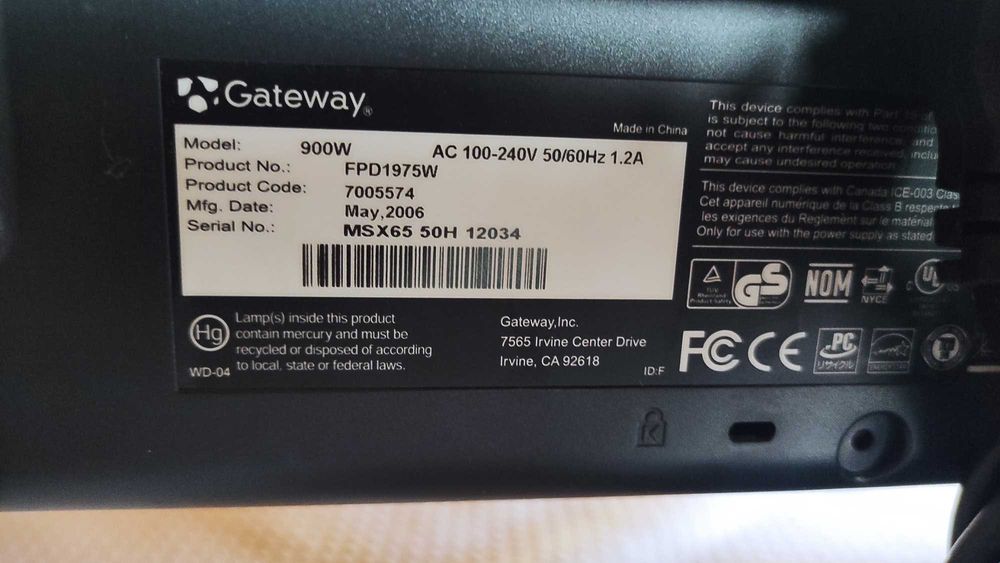 Monitor marki GATEWAY