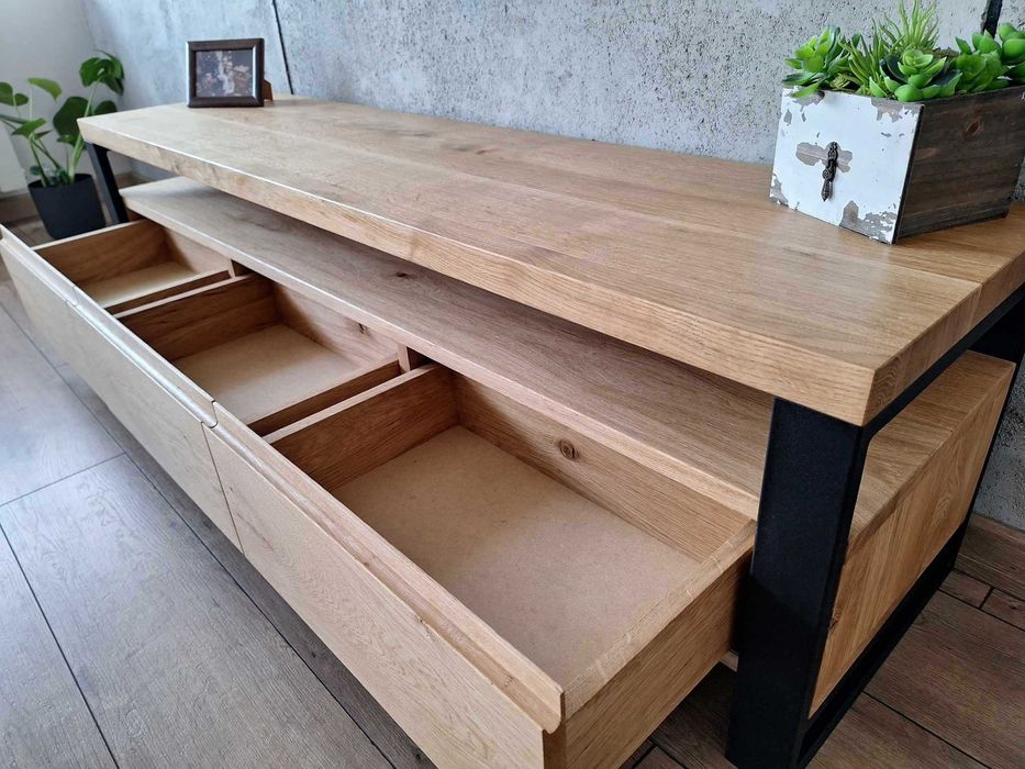 Szafka RTV dębowa LOFT 200X40X54