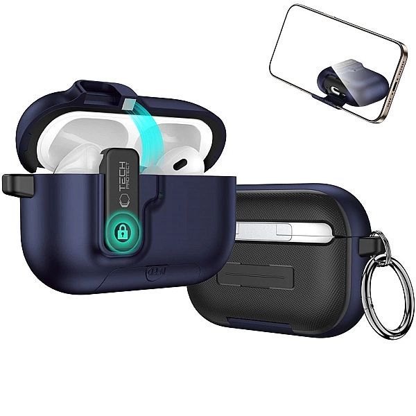 Etui Tech-Protect Slim Hook na AirPods Pro 3 - granatowe