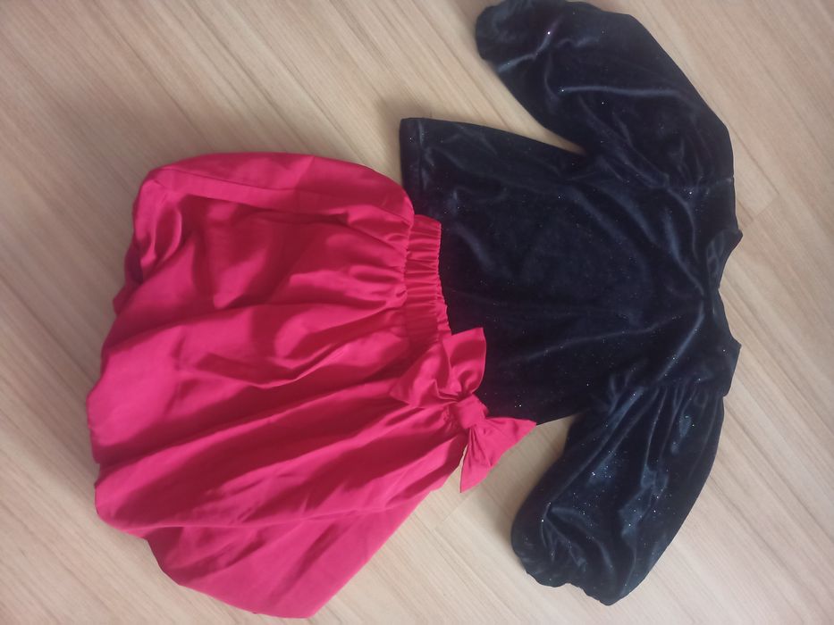 Czerwona Spódniczka H&M bluzkasinsay brokatowa czarna KOMPLET na ŚWIĘT