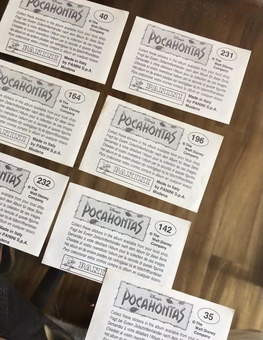 Cromos autocolantes POCAHONTAS anos 80 / 90 PANINI