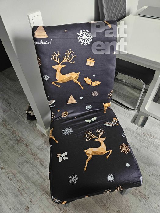 Świąteczne pokrowce na krzesła świąteczne 4 sztuki czarne święta