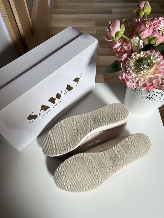 Pudrowo-różowe baleriny Saway 37 skóra naturalna