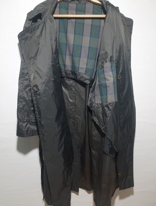 Плащ чорний тренч двубортний нейлоновий C&A принт burberry