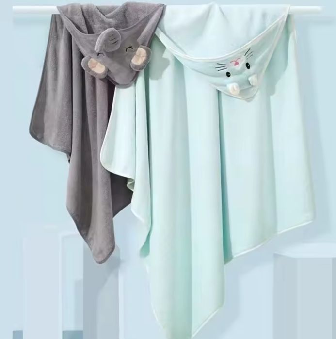 Ręcznik kąpielowy okrycie z kapturem dla niemowląt 80x80