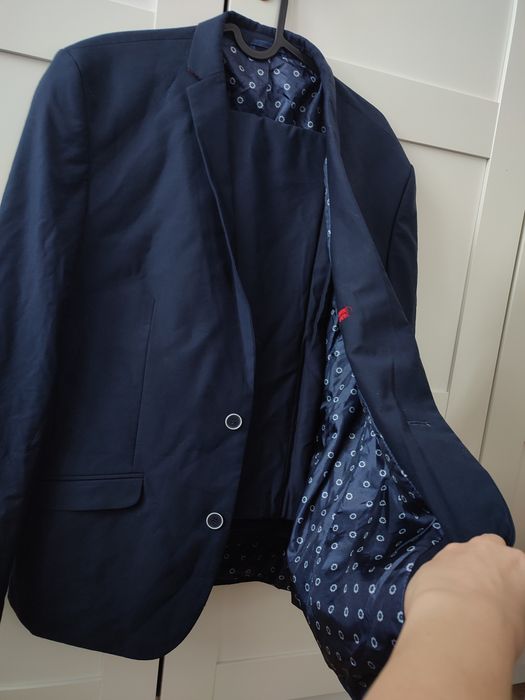 Garnitur męski grafitowy, granatowy r. L