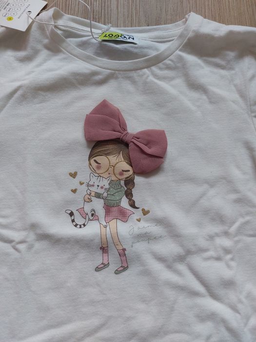 Camisola com menina e gato - 6 anos