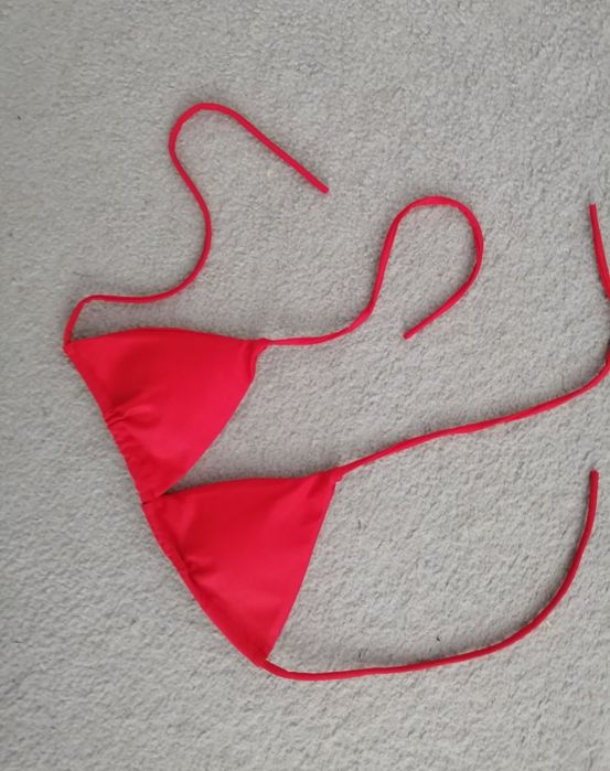 Czerwony kostium kąpielowy bikini stringi nowy wiązany sml xl