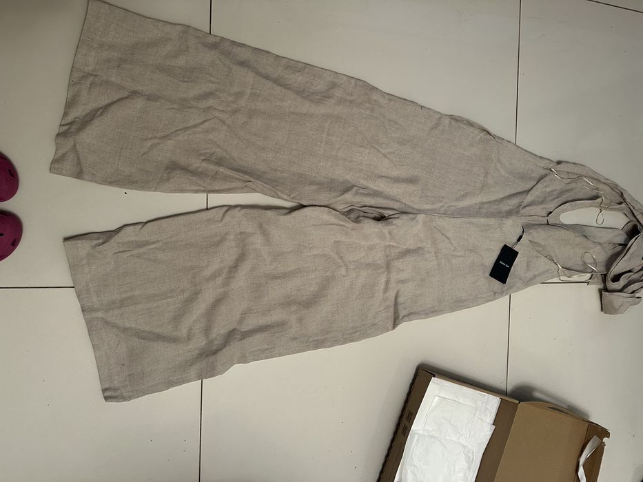 Przepiękny kombinezon z dekoldem holter 100% len Massimo Dutti 36