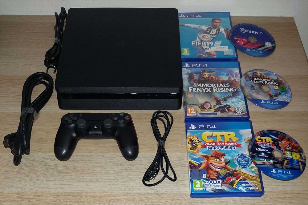 Ps4 Slim 1 TB + 1 Comando Original Sony +Crash Team Racing + Fifa 19 + immortals Fenyx Rising