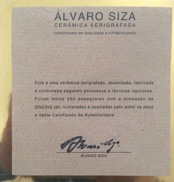 Alvaro Siza - Ceramica Serigrafada com Certificado de autenticidade