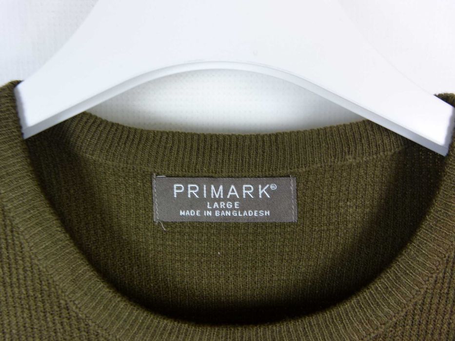 Primark cienki męski sweter z kieszonką akryl khaki / L