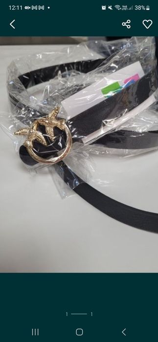 Nowy czarny pasek damski z klamra jaskółki