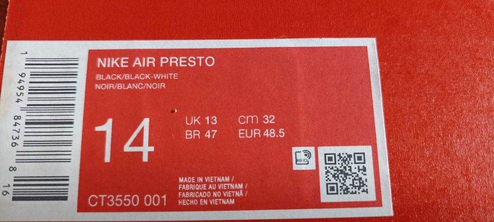 Nike Air Presto nowe 48,5