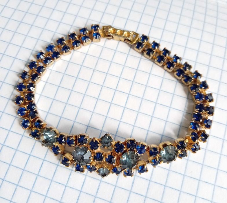 Браслет вінтажний Сині камінчики. Чеська вінтажна біжутерія