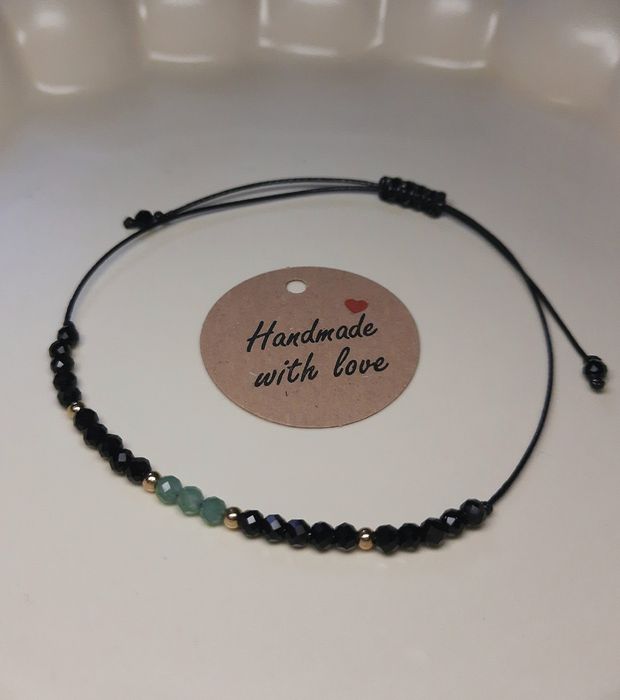 Bransoletka szczęścia awenturyn i czarny turmalin handmade