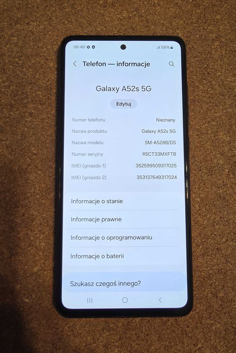 Samsung Galaxy A52s 5G SM-A528 B/DS 6GB/128GB Czarny Bez Blokad