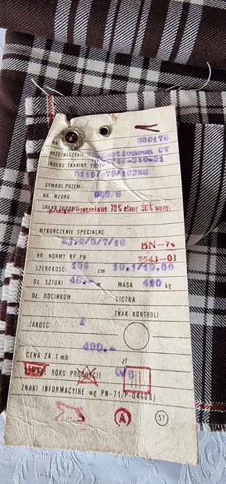 Tkanina,materiał w modną kratę brązowo - białą - kupon 0,85 m x 1,55 m