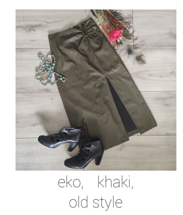 Spódnica eko skóra, khaki xs