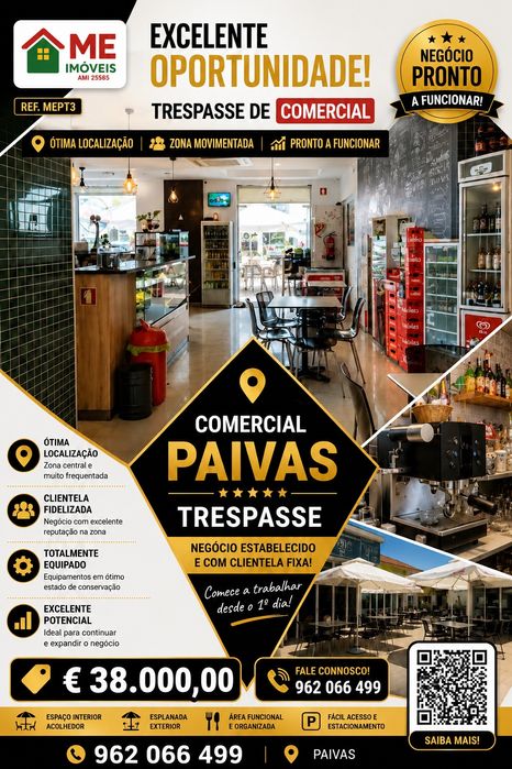 Trespasse Café/Snack-Bar excelente oportunidade