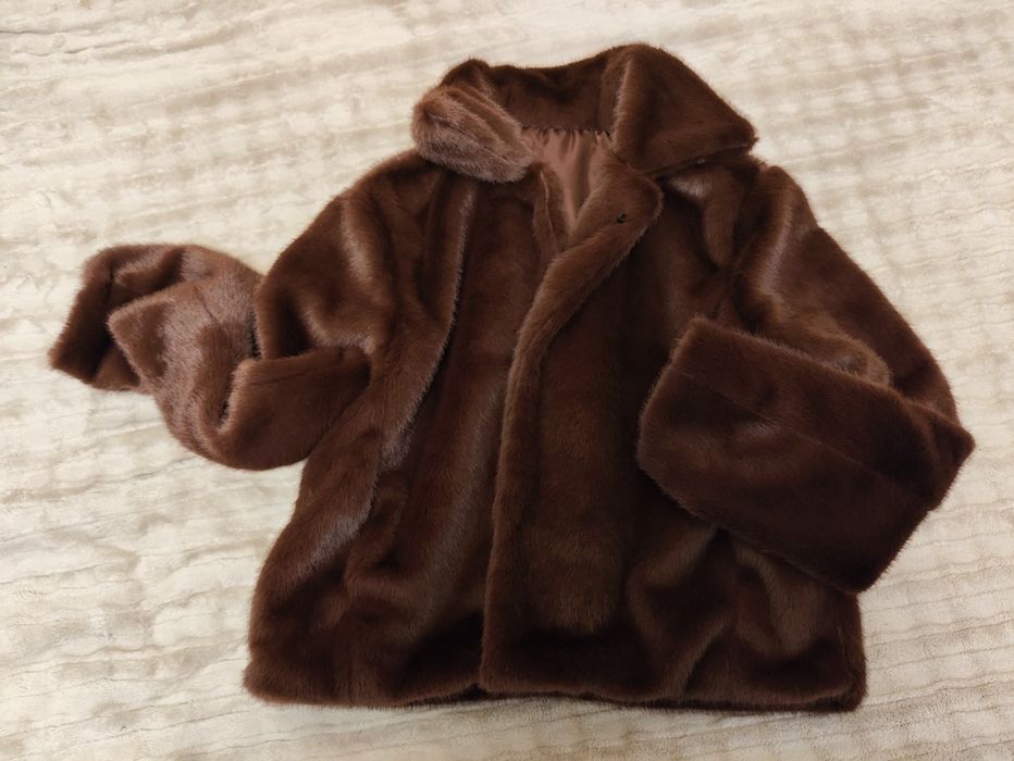 Шуба зі штучного хутра . Коричнева шуба жіноча розмір s