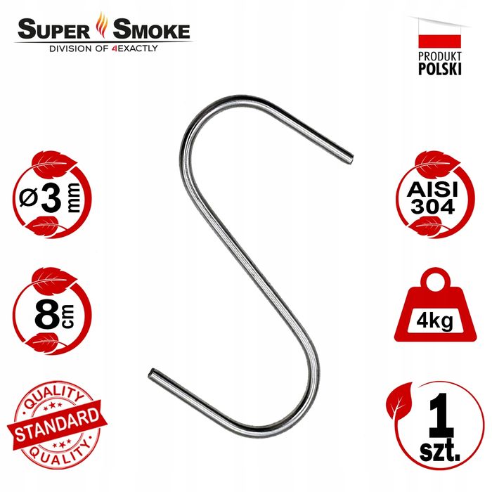 Hak Wędzarniczy Super Smoke nieostry do wędlin 3mm 8cm Standard