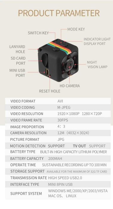 Mini kamera 1080P HD przenośna mała kamera szpiegowska