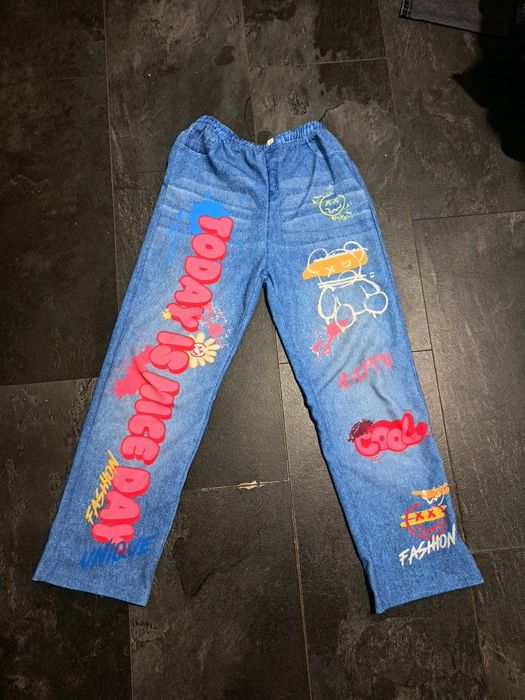 4 pary spodni dziewczęcych 146/152 materiałowe imitujące jeans modne