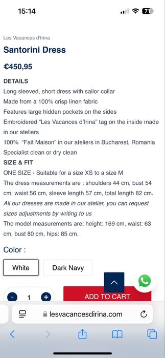 Vestido linho Santorini, Les Vacances d'Irina - Como novo