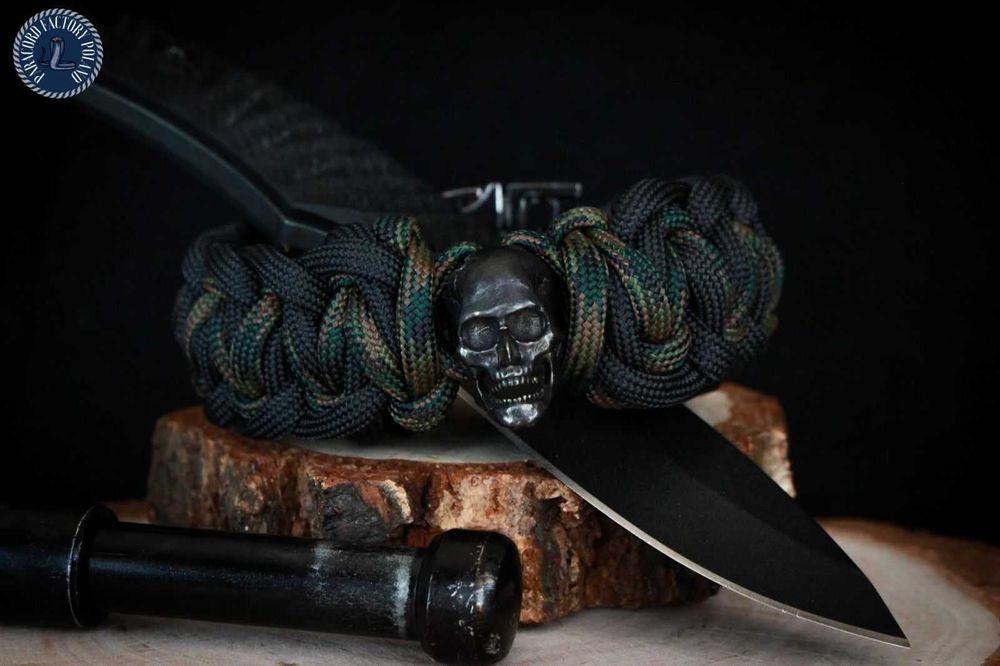 Bransoletka czaszka paracord cobra trio
