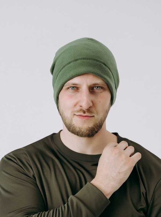 АКЦІЯ!!! Шапка чоловіча флісова чорна олива тепла шапка для чоловіка