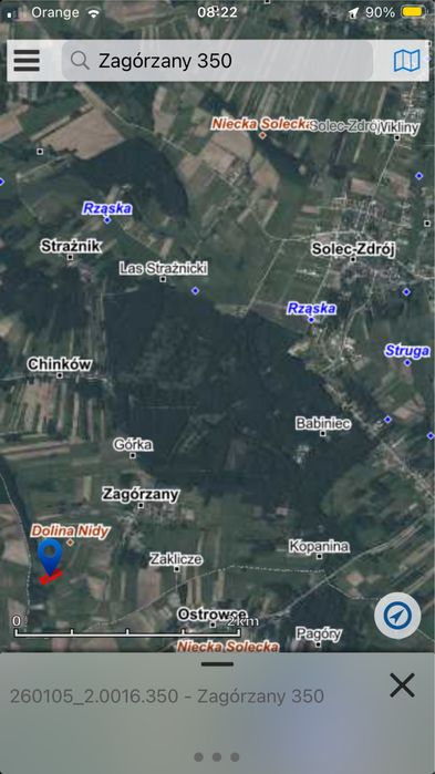 Sprzedam pole 1,48 ha Zagórzany  gm. Solec-zdrój