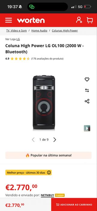Lg OL100. 2000w Bluetooth estado de zero