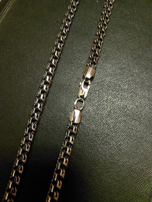 Серебряная цепь бисмарк с чернением