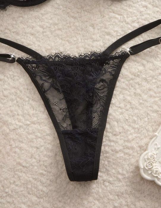 Bielizna erotyczna seksowna czarna komplet koronkowy na prezent