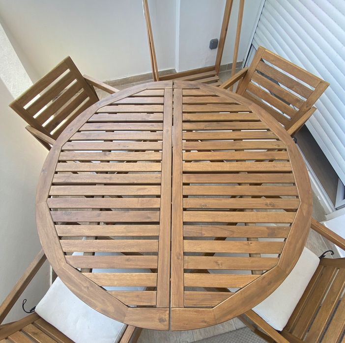 Mesa Jardim + 4 Cadeiras com Almofadas IKEA | Outdoor Table Set + 4 Chairs with Cushions IKEA