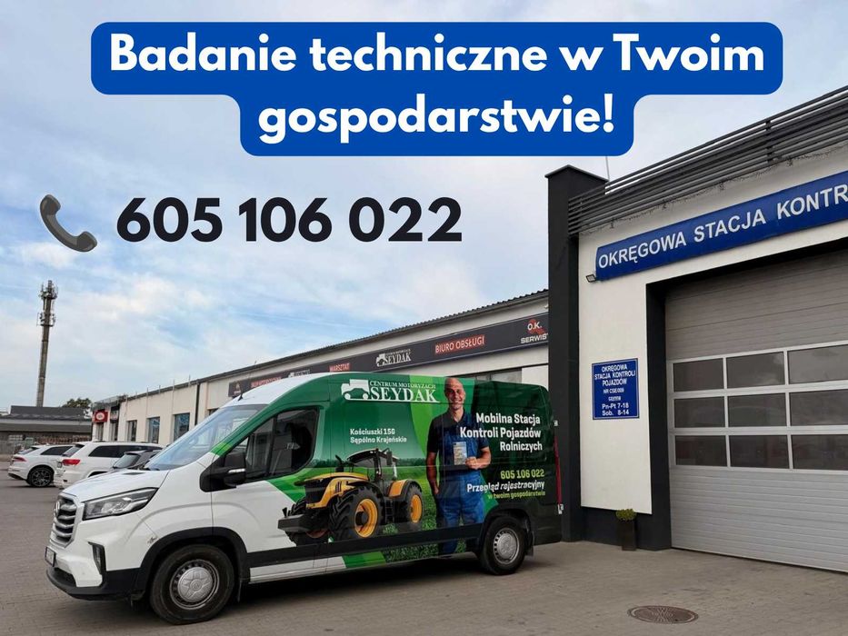 Mobilna stacja kontroli pojazdów rolniczych – dojazd do gospodarstwa Debrzno Człuchów
