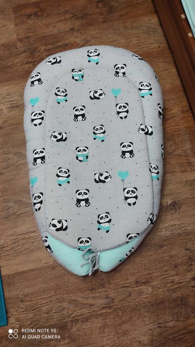 Kokon niemowlęcy szaro-miętowy w pandy