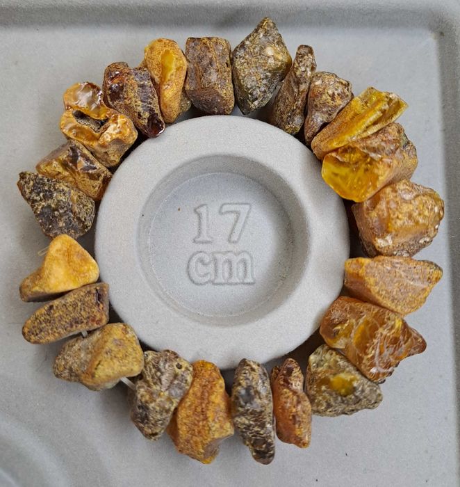 Bransoletka z bursztynu, BURSZTYN bałtycki surowy koniak cytryna #1484