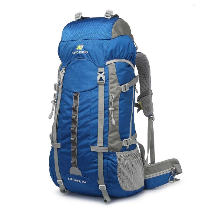 Рюкзак похідний міський Nevo Rhino 55l чорний, синій поход кемпинг туризм, рейнкавер в комплекті