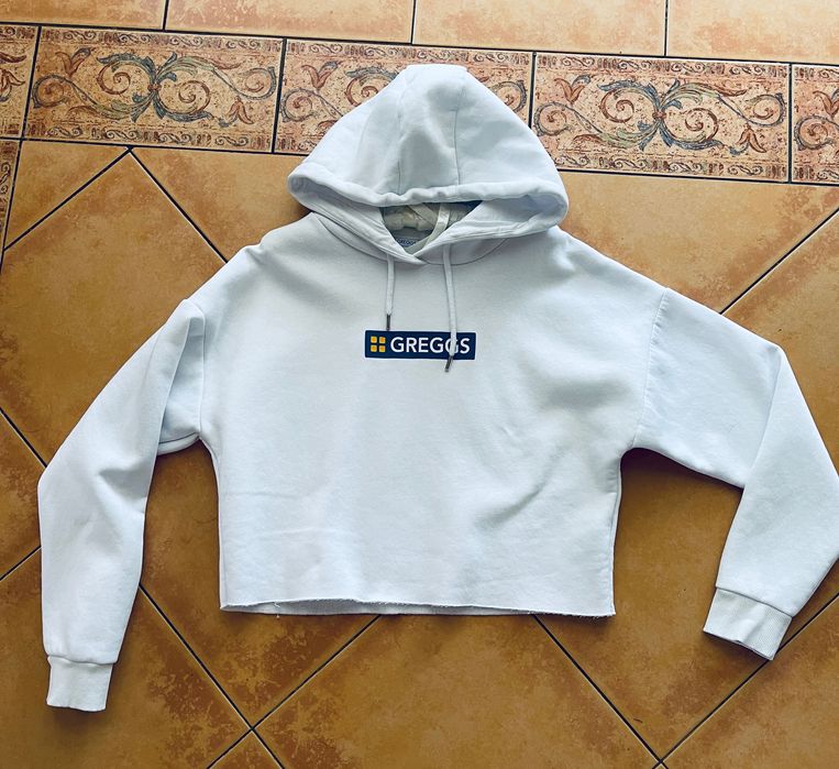 GREGGS  krótka biała bluza z kapturem 40/42
