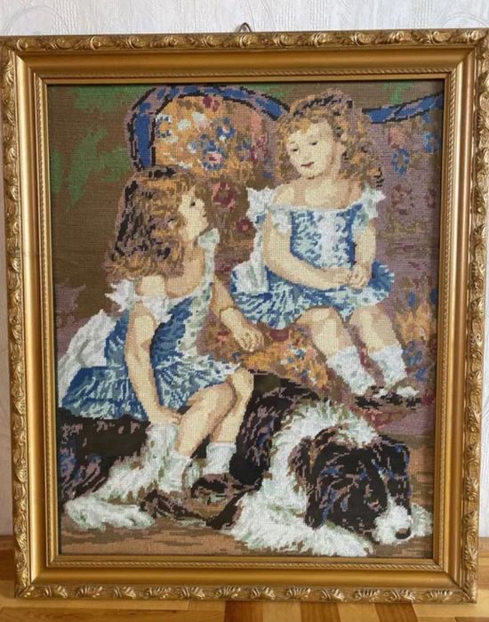 Ręcznie haftowany obraz, z ramą, 63cm x 75cm