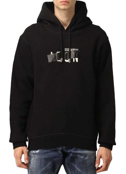 Dsquared2 bluza z kapturem Tape Hoodie czarna oryginal rozmiar M/L